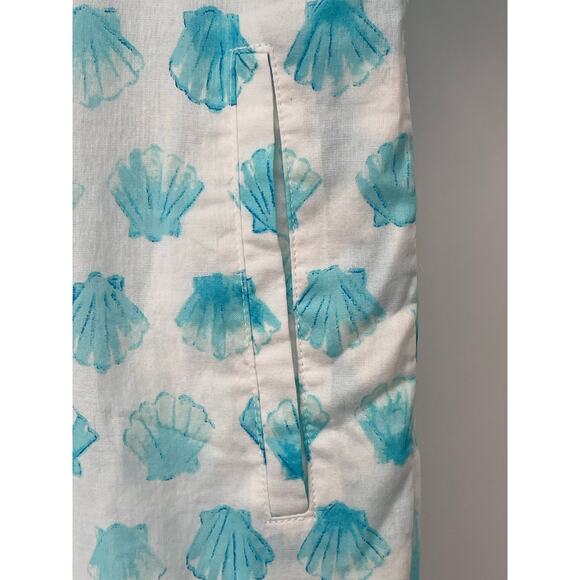 Tori Richards Cotton Embroidered Blue Shell Dress Size Small Beach Resort Cruise - Picture 4 of 6